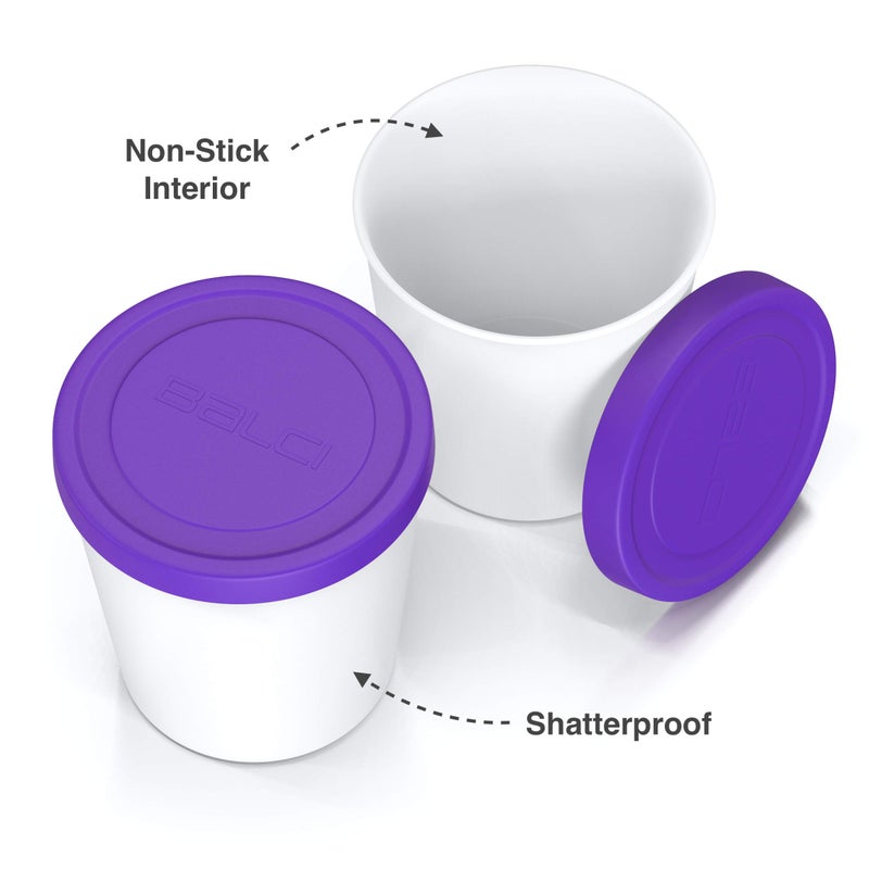 BALCI - Premium Ice Cream Containers (2 Pack - 1 Quart Each) Perfect Freezer Storage Tubs with Lids for Ice Cream, Sorbet and Gelato! - Purple - Image 3